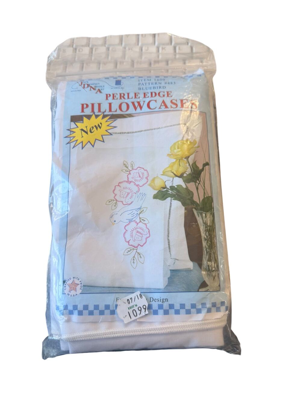 Jack Dempsey Needle Art Pattern #483 Bluebird Pearle Edge Pillow Cases